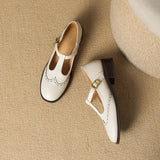 Thin-Strap Flat Leather Mary Janes