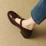 Thin-Strap Flat Leather Mary Janes