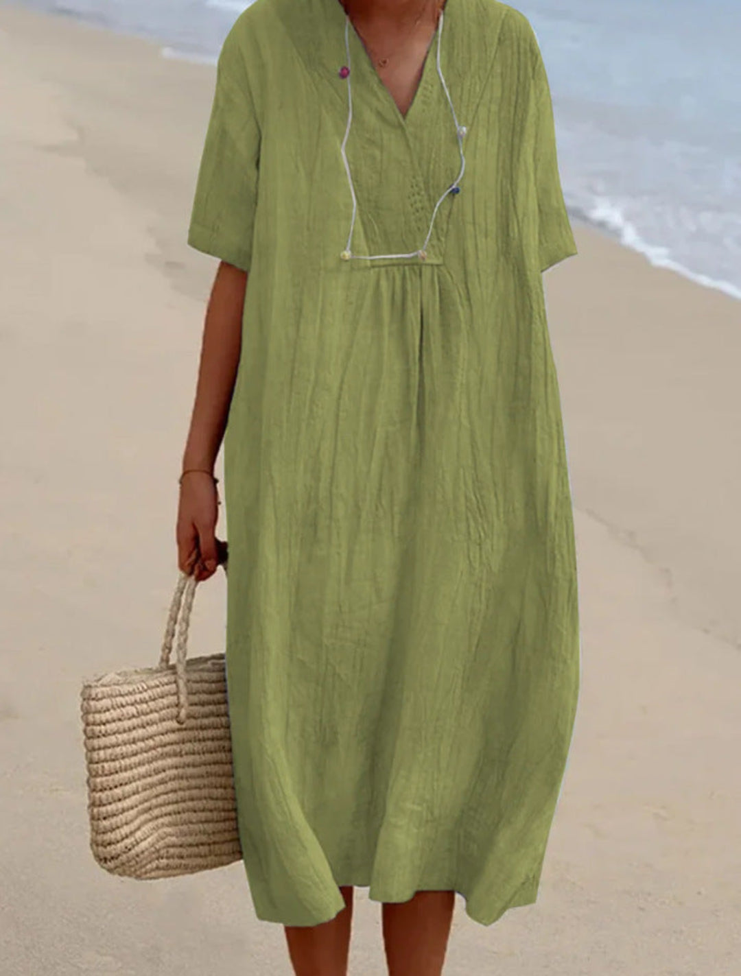 Alethea | Chic Flowy Summer Dress Light Green, studio photo