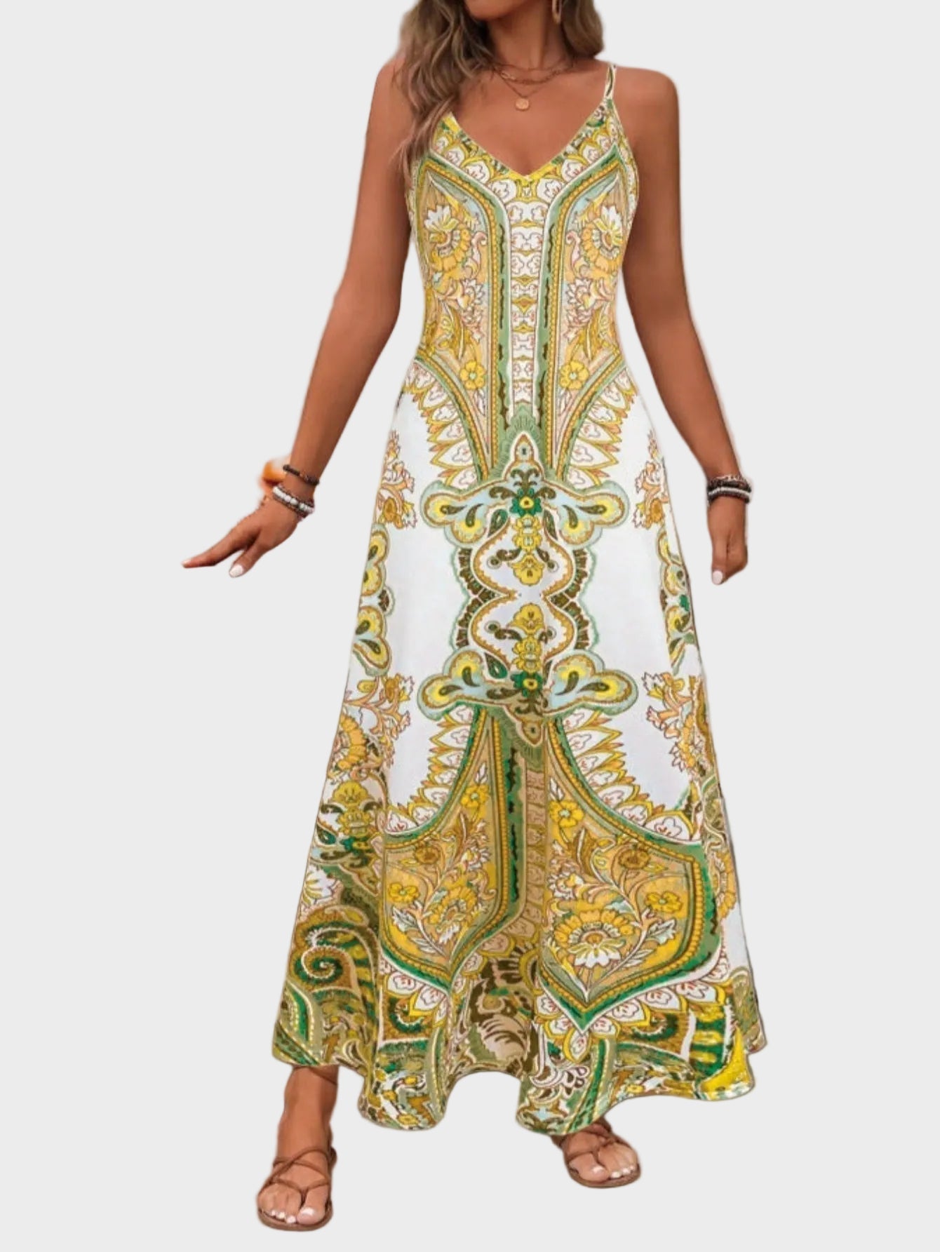 Keira | Elegant Sleeveless Summer Maxi Dress Yellow, photo studio