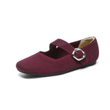 Eliza | Wide-Fit Knit Mary Jane Flats with a Buckle Strap