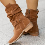 Celia | Slouch Boots with a Buckled Strap and Block Heel