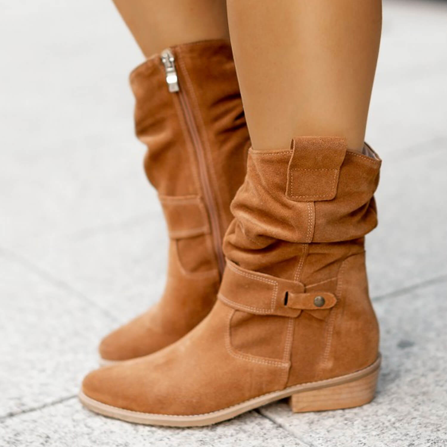 Celia Women's Suede Boots Black, photo studio