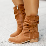 Celia | Slouch Boots with a Buckled Strap and Block Heel