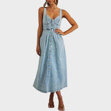 Anita | Strapless Button-Front Denim Dress