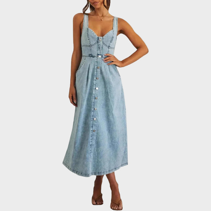 Anita | Strapless Button-Front Denim Dress