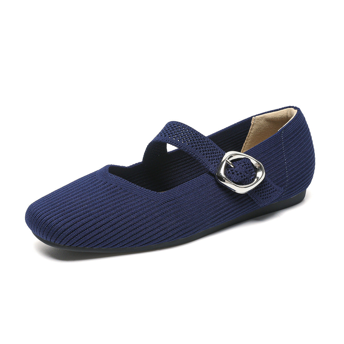 Eliza WideStep Comfort Flats Navy, photo studio