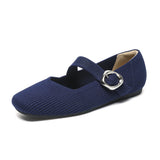 Eliza | Wide-Fit Knit Mary Jane Flats with a Buckle Strap