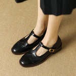 Thin-Strap Flat Leather Mary Janes