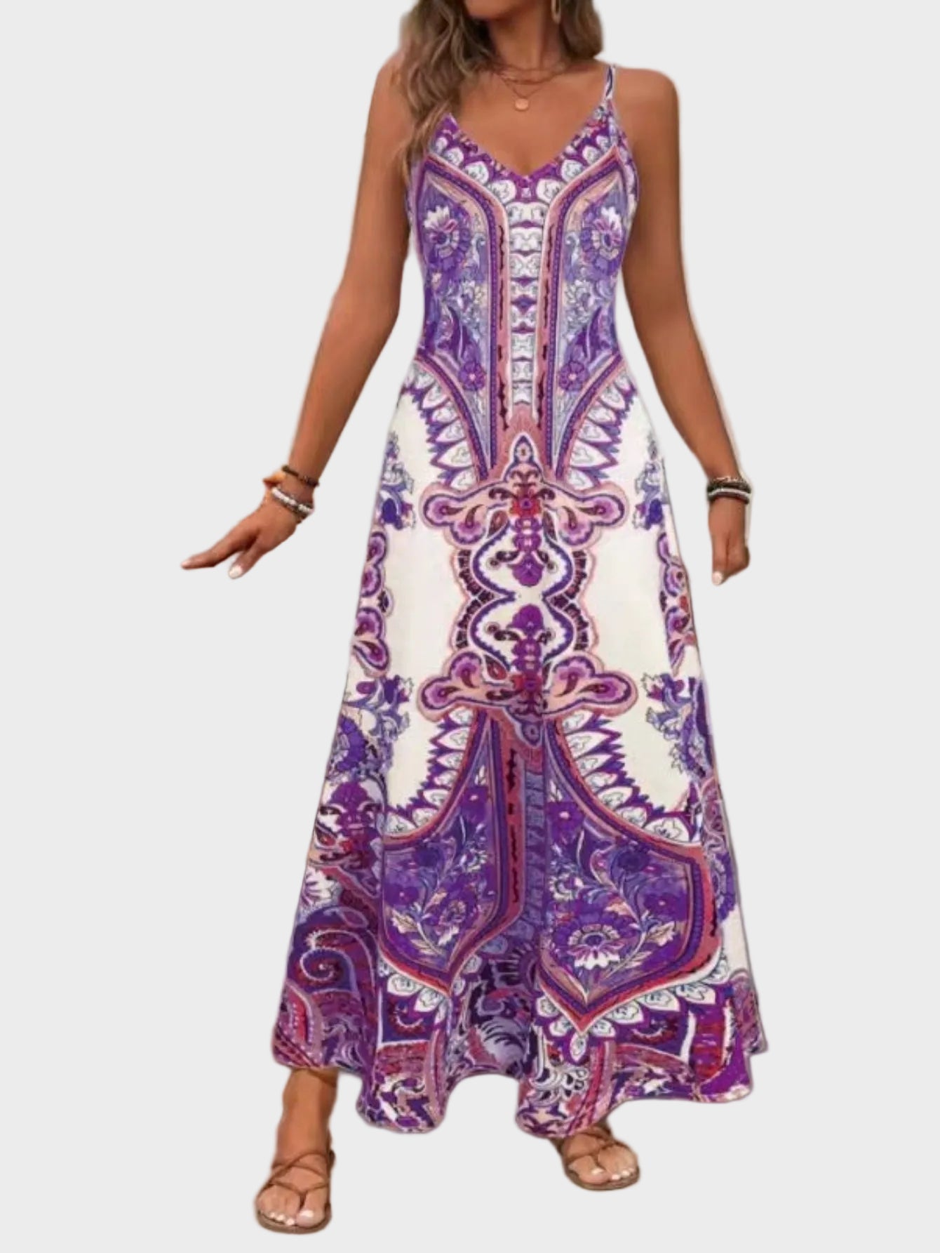 Keira | Elegant Sleeveless Summer Maxi Dress Purple, photo studio