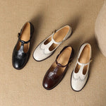 Thin-Strap Flat Leather Mary Janes