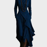 Tessie | Asymmetric Knit Turtleneck Maxi Dress