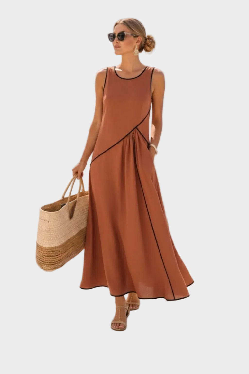 Maisy | Elegant Sleeveless Dress Orange, photo studio