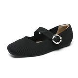 Eliza | Wide-Fit Knit Mary Jane Flats with a Buckle Strap