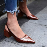 Dani | Orthopaedic Slingback Block Heels with a Pointed Toe