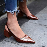 Dani | Orthopaedic Slingback Block Heels with a Pointed Toe