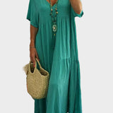 Linnea | Flowy V-Neck Maxi Dress with Ruffles