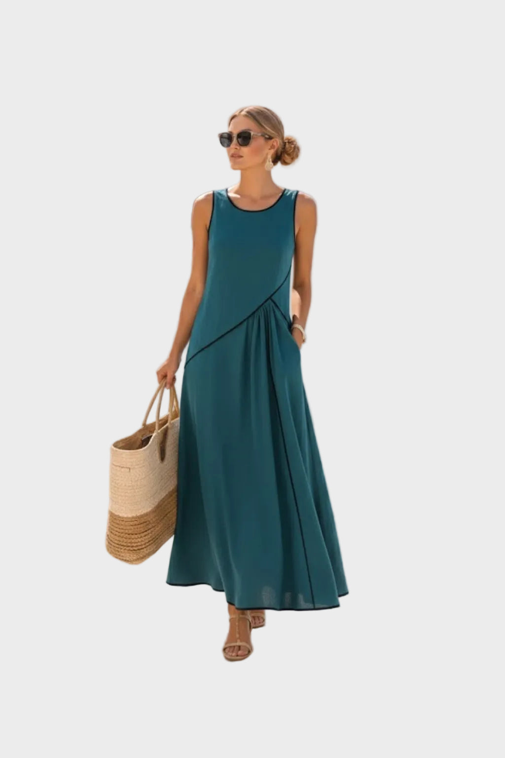 Maisy | Elegant Sleeveless Dress Green, photo studio