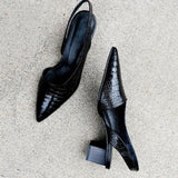 Dani | Orthopaedic Slingback Block Heels with a Pointed Toe