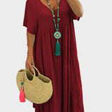 Linnea | Flowy V-Neck Maxi Dress with Ruffles