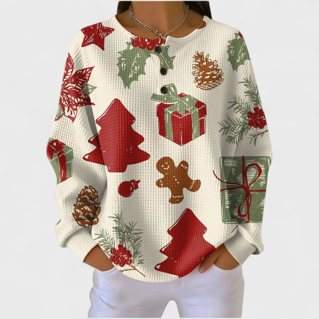 Cream Pines and Gingerbread Waffle Jumper Multicolor, studio photo