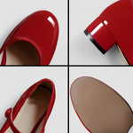 Orthopaedic Mary Jane Shoes in Black Patent, Block Heel