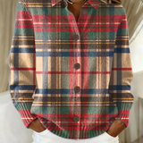 Red and Beige Multicolour Check Cardigan