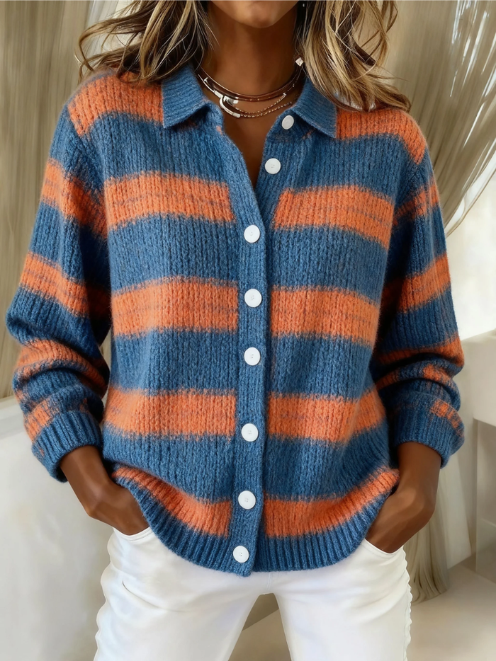 Blue and Orange Check Cardigan