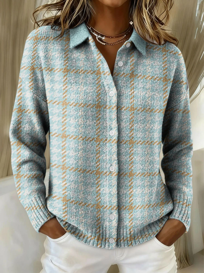 Sky Blue Check Cardigan