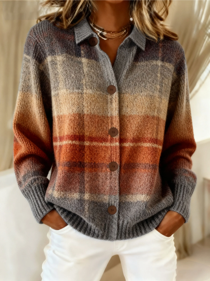 Autumn Ombre Check Cardigan