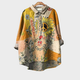 Elegant Summer Blouse in Ochre Sunflower Peace