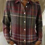 Brown and Burgundy Check Cardigan