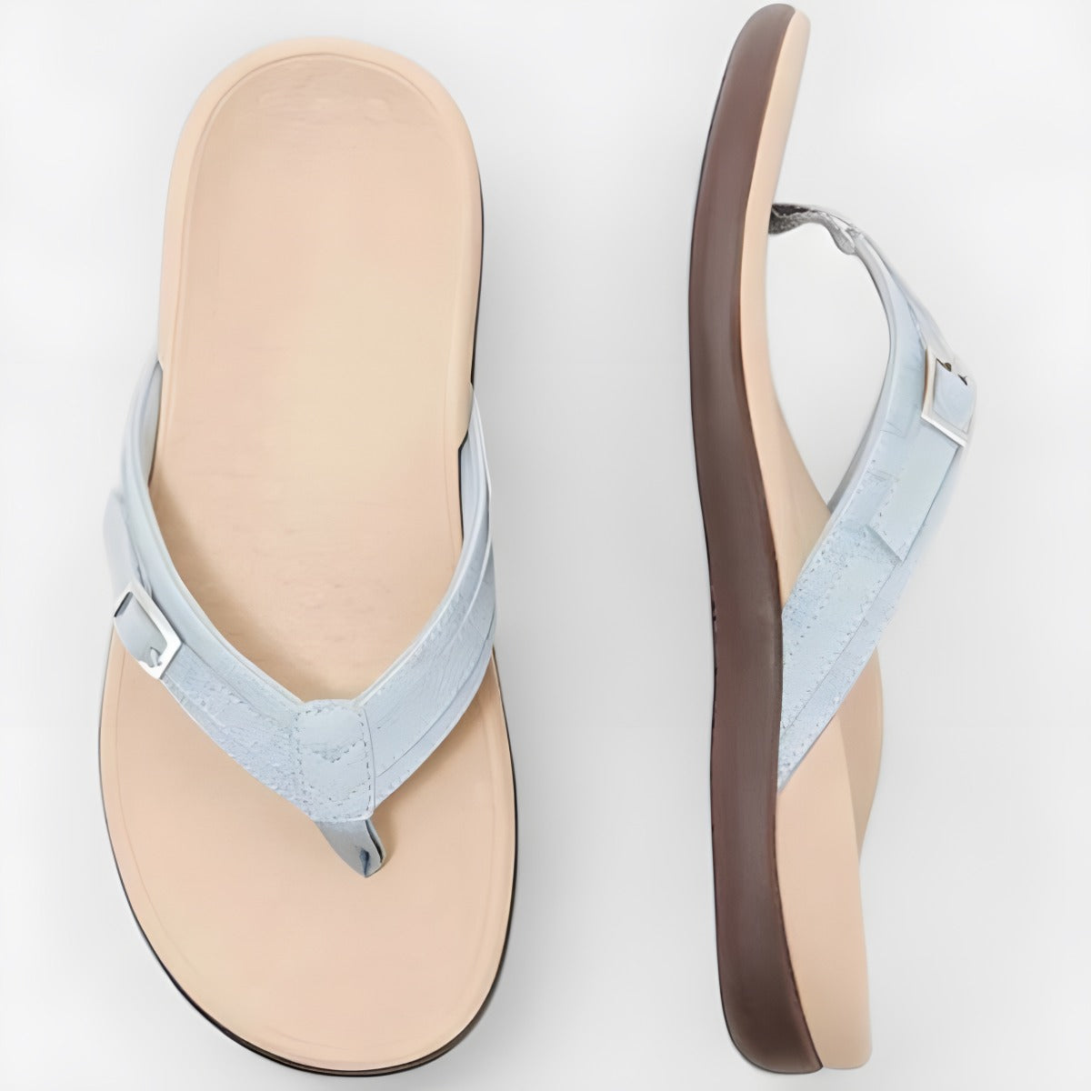 Charlene | Women's Light Flat Flip Flops Blue, photo studio