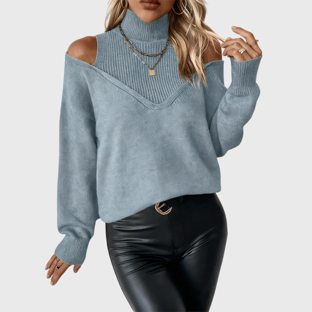 Off-Shoulder Jumper Blue, studio photo