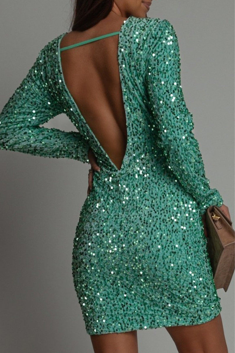 Leticia | Backless Sequin Ball Gown