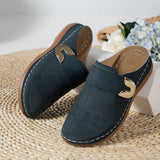 Caprielle | Backless Wedge Clogs with a Perforated Upper