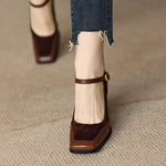 Block-Heel Mary Jane Pumps