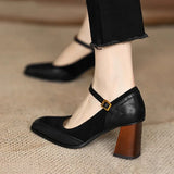 Block-Heel Mary Jane Pumps