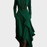 Tessie | Asymmetric Knit Turtleneck Maxi Dress