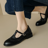 Wingtip Leather T-Bar Shoes
