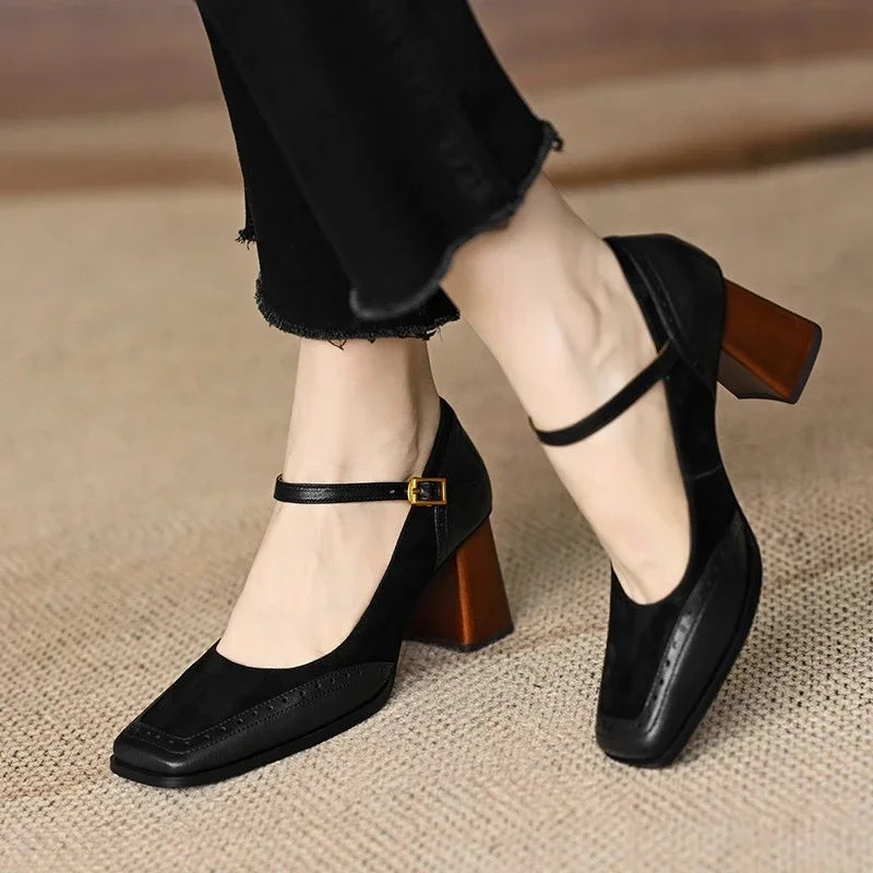 Block-Heel Mary Jane Pumps