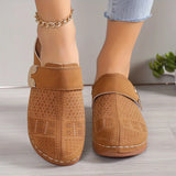 Caprielle | Backless Wedge Clogs with a Perforated Upper