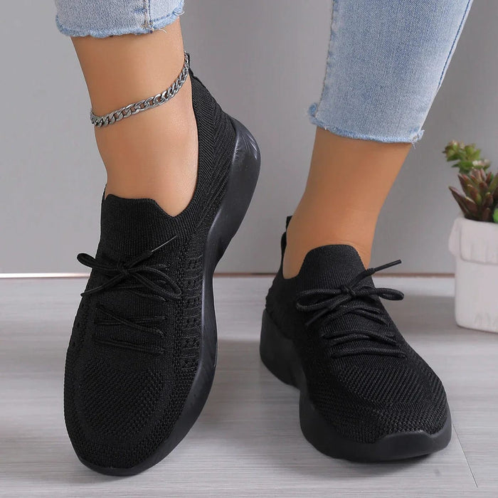 Cecily | Laced Knit Sneakers with a Chunky Cushioned Sole