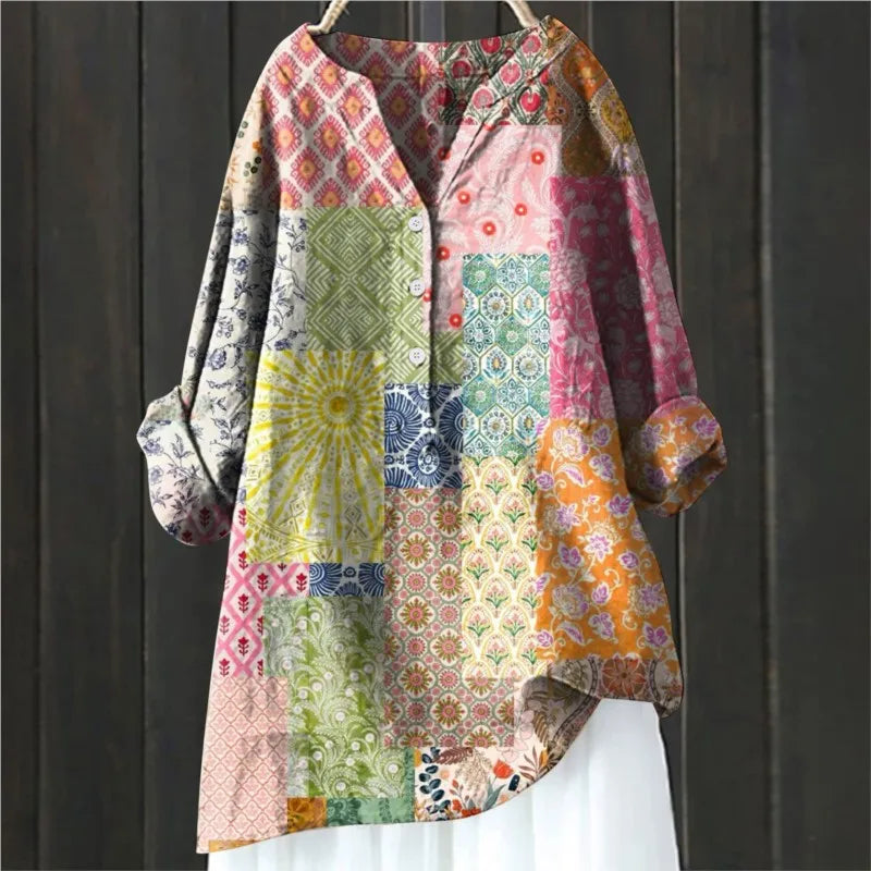 Susannah | Flowy Vintage Floral Blouse Multicolour, studio photo