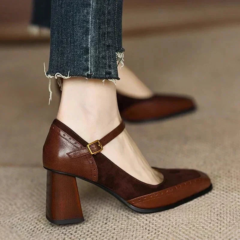 Block-Heel Mary Jane Pumps