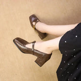 Block-Heel Leather Mary Janes