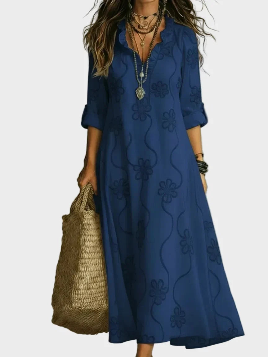 Sienna | Floral Summer Dress with Tummy Cover Navy, photo studio