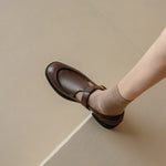 Retro Wide-Strap Leather Mary Janes