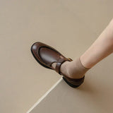 Retro Wide-Strap Leather Mary Janes