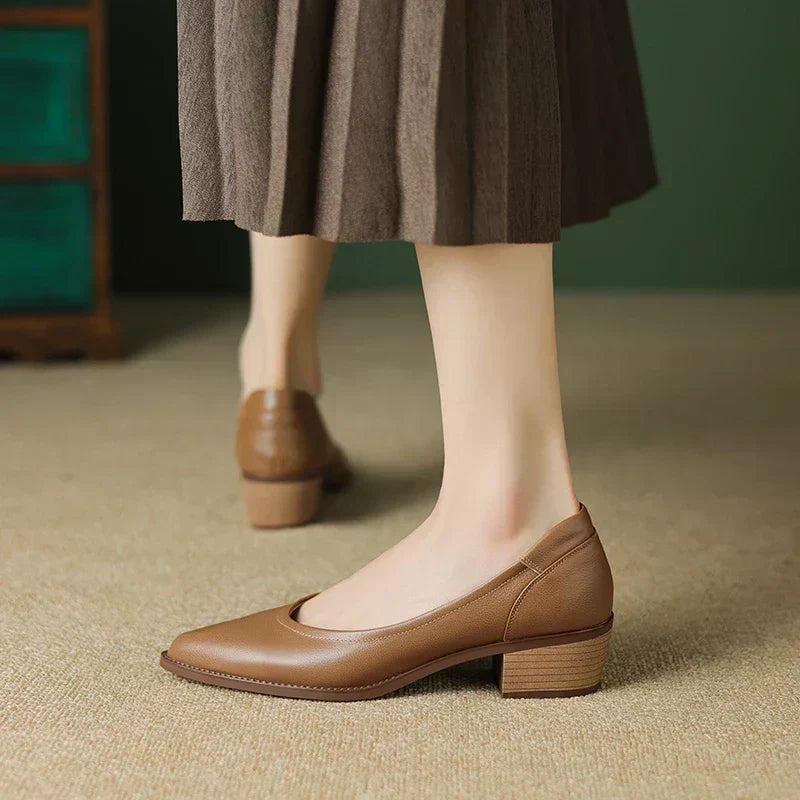 Low-Heel Leather Ballet Flats